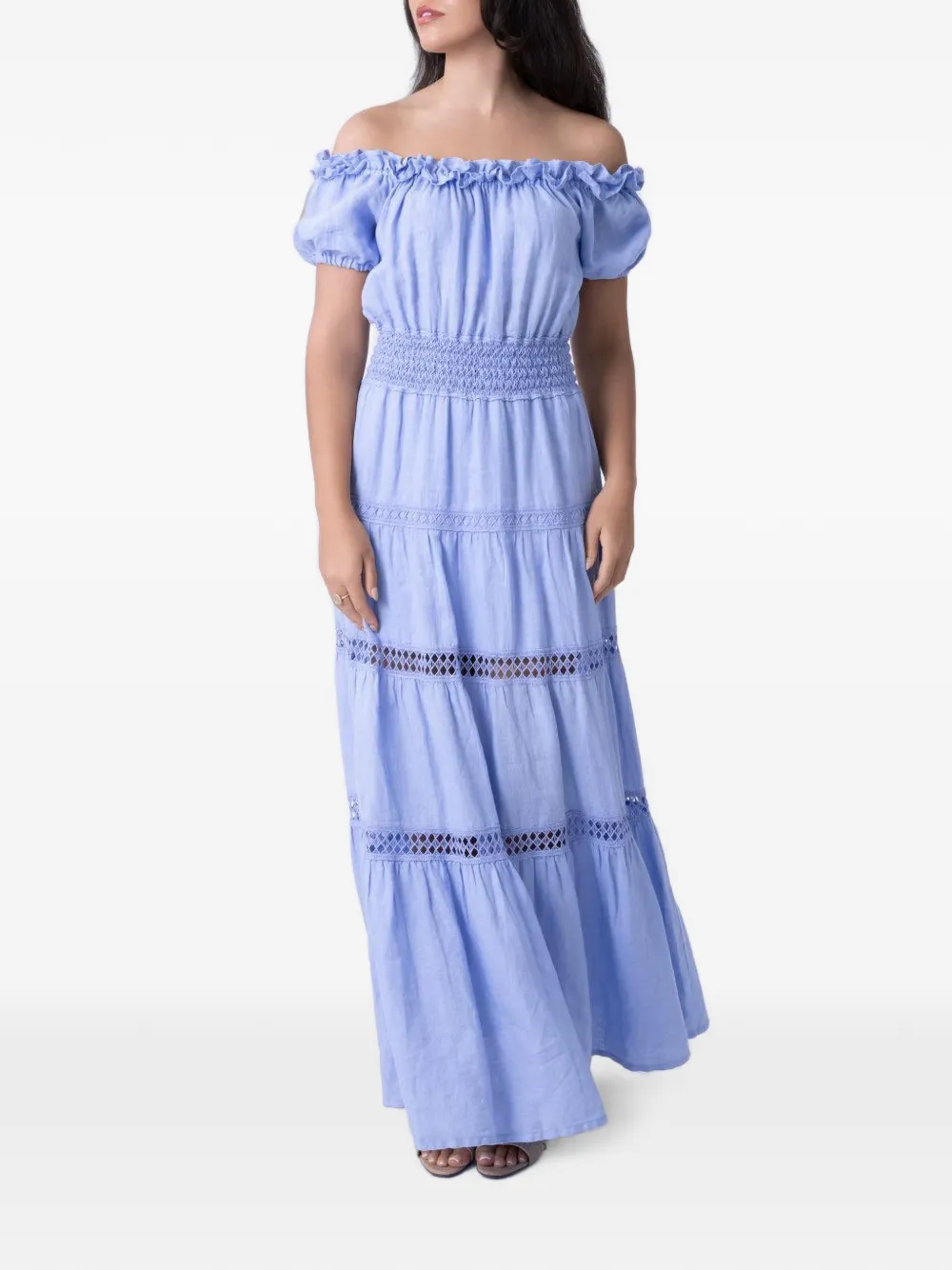 MISHA Angara off-shoulder maxi-jurk Blauw