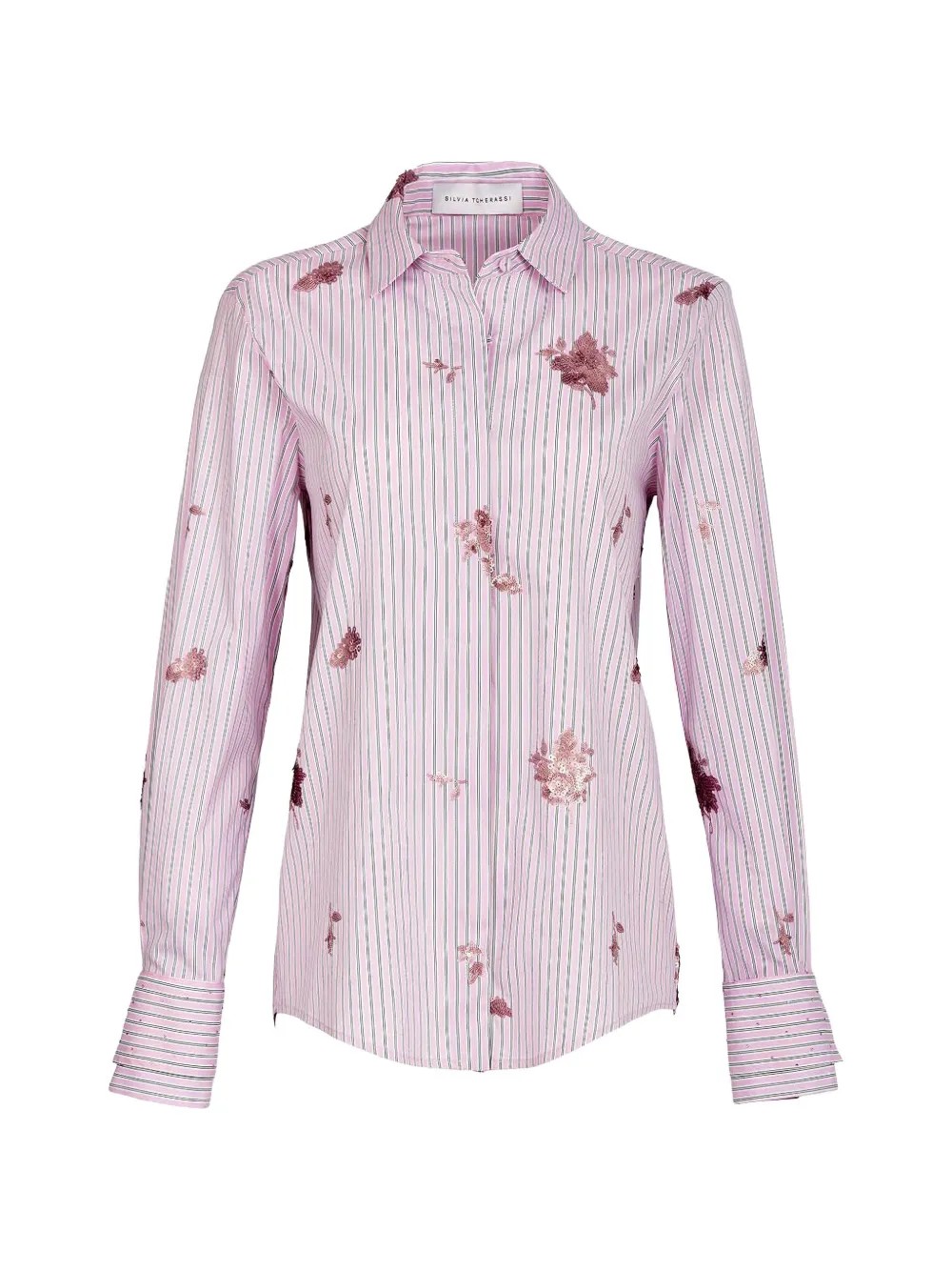 Silvia Tcherassi Linette sequin-embellished striped blouse