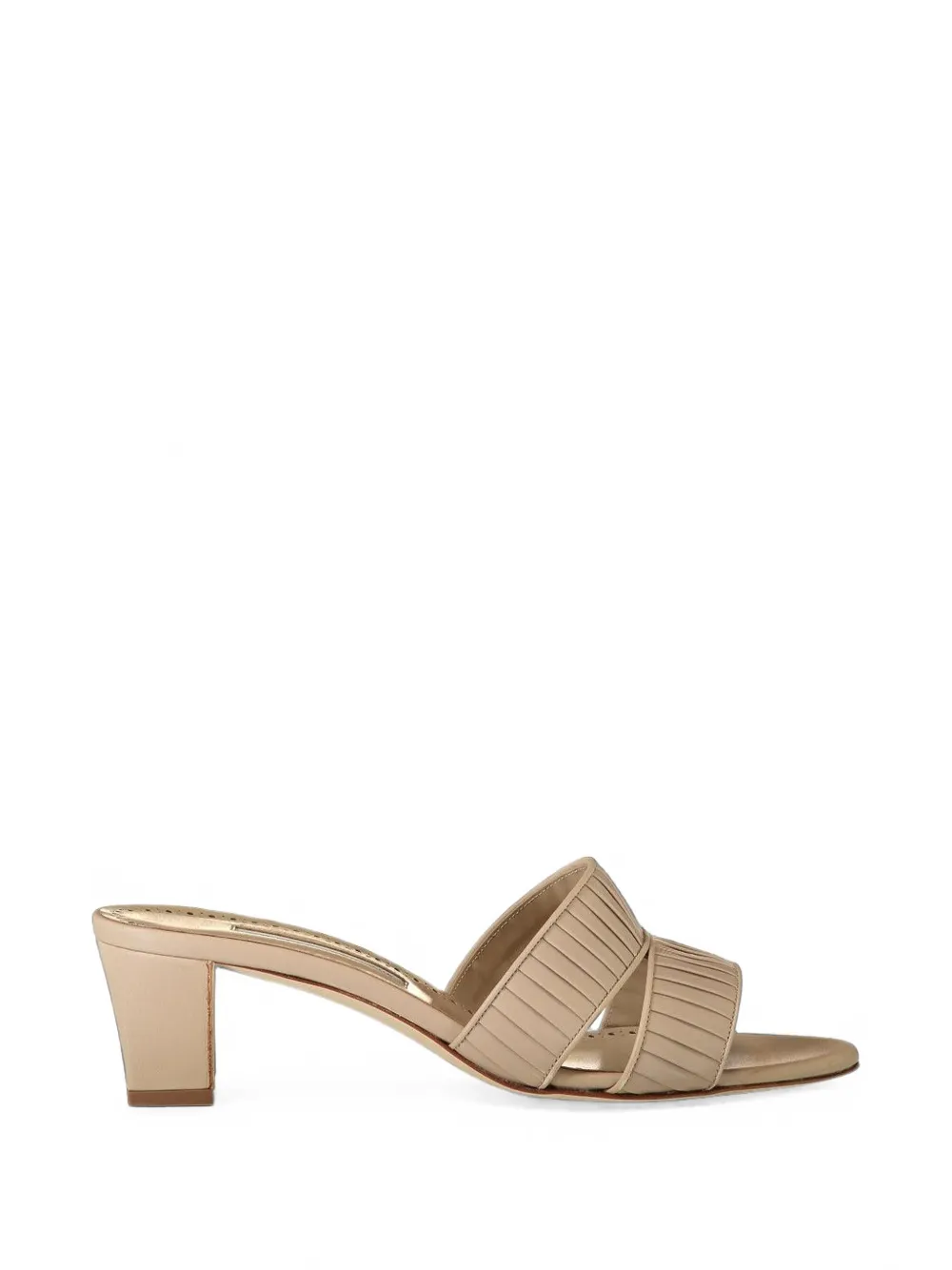 Manolo Blahnik Lusinamu pleated leather sandals Beige