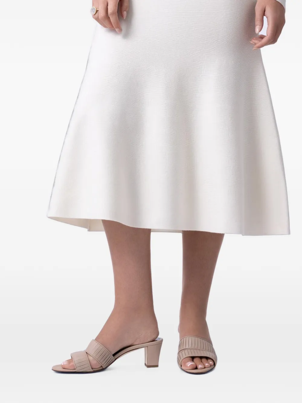 Manolo Blahnik Lusinamu pleated leather sandals Beige