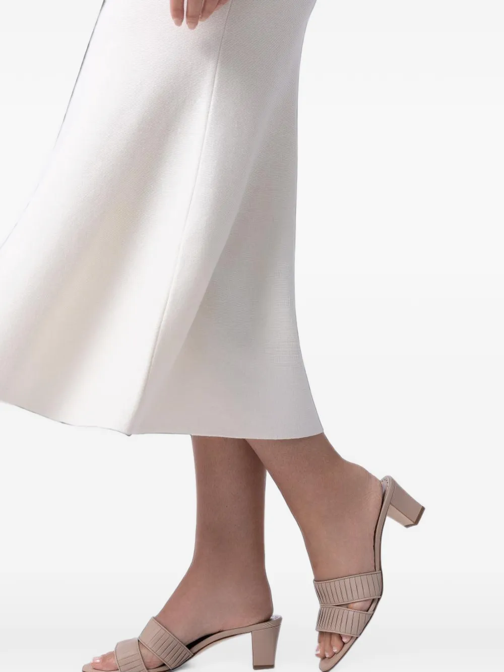 Manolo Blahnik Lusinamu pleated leather sandals Beige