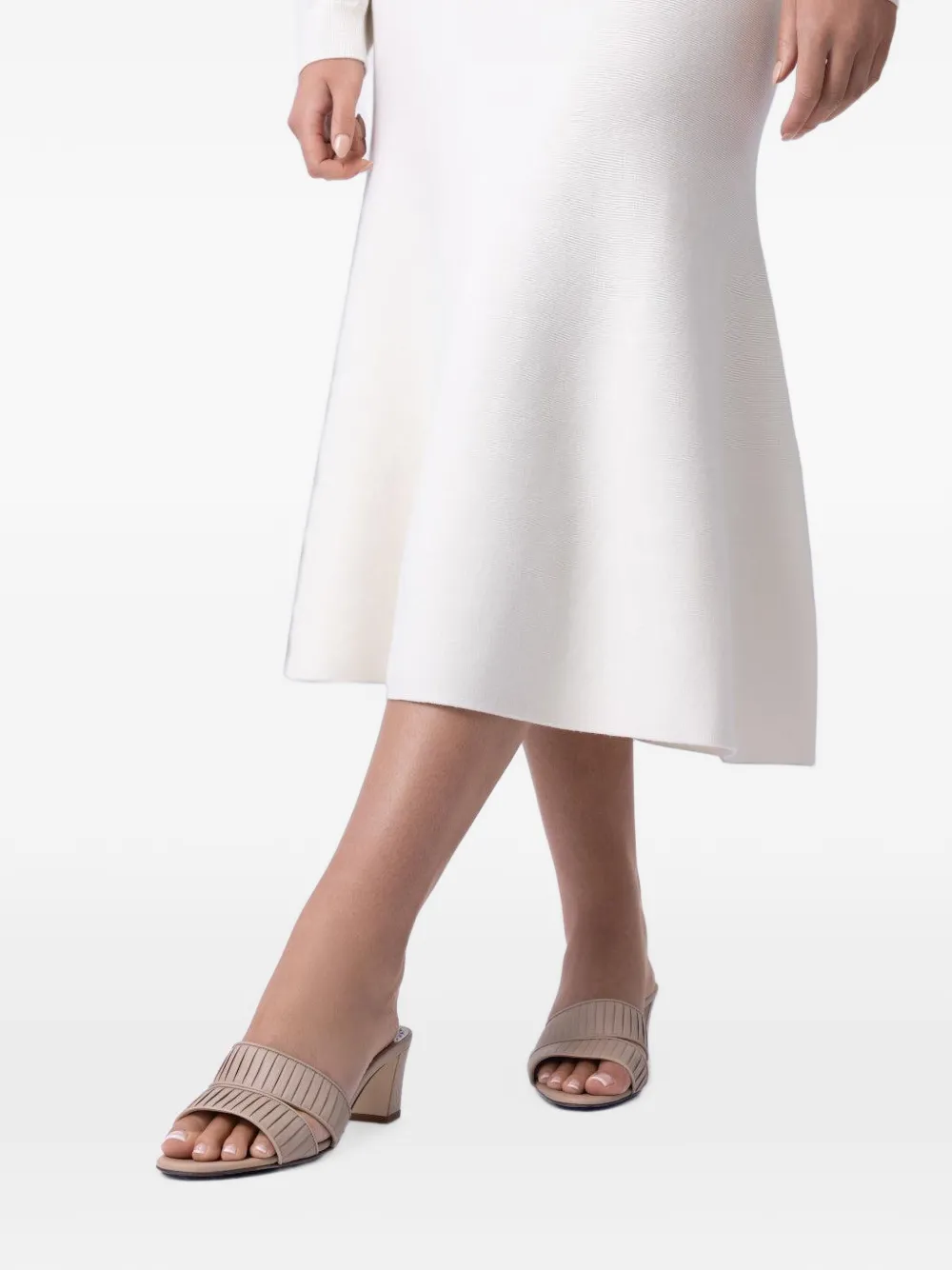 Manolo Blahnik Lusinamu pleated leather sandals Beige