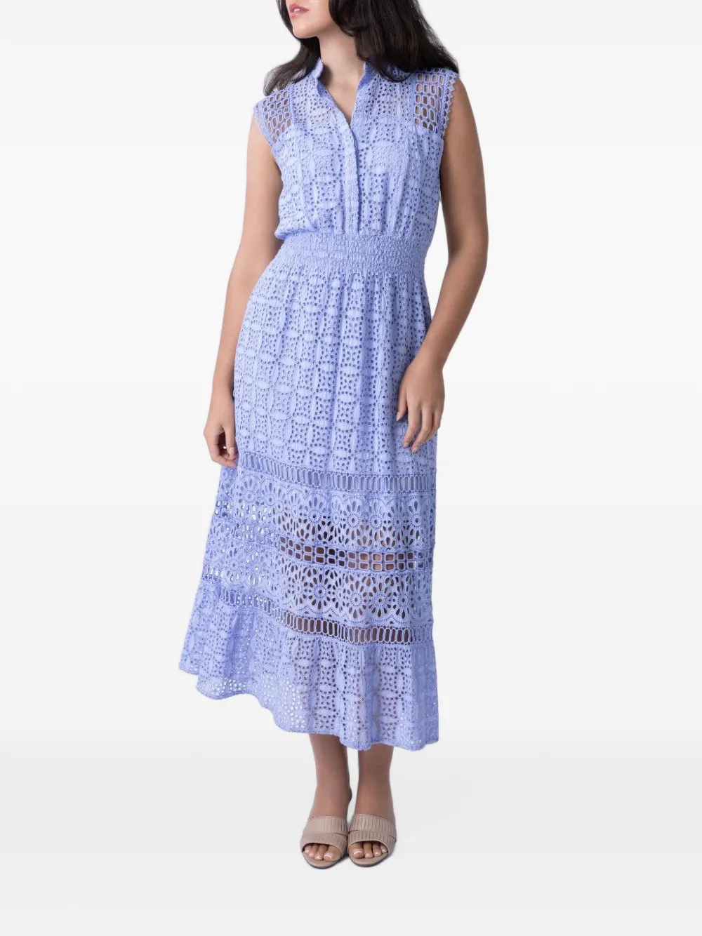 MISHA Ginepro mouwloze jurk met geborduurde ringlets Blauw