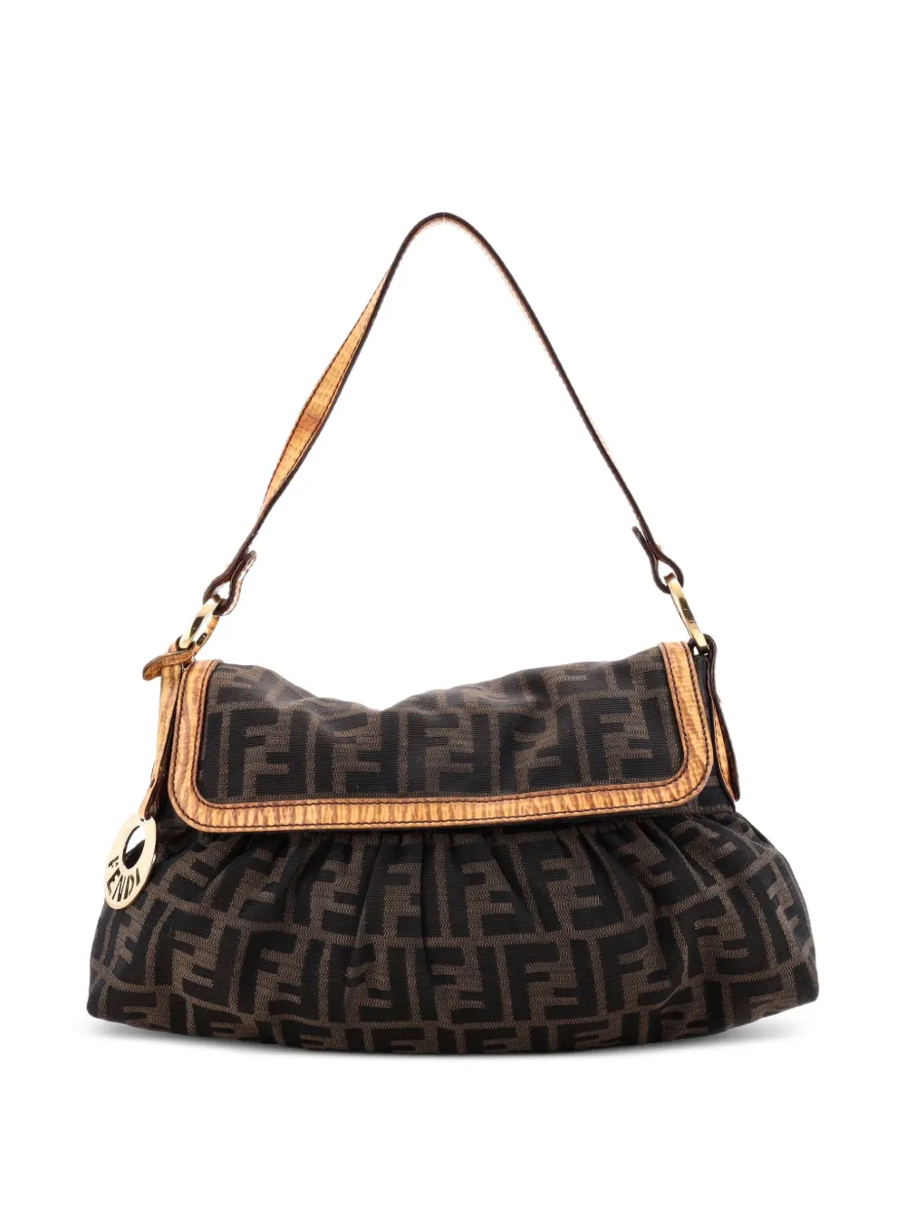 Fendi Pre-Owned Borsa a spalla Chef piccola in tela con battente e motivo Zucca - Marrone