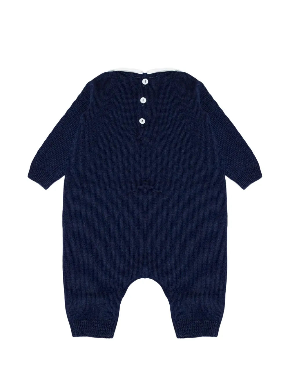 Little Bear cable-knit Peter Pan collar onesie Blauw