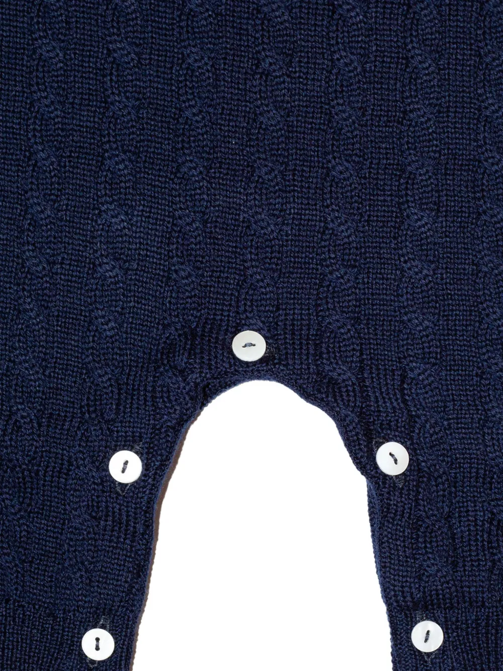 Little Bear cable-knit Peter Pan collar onesie Blauw