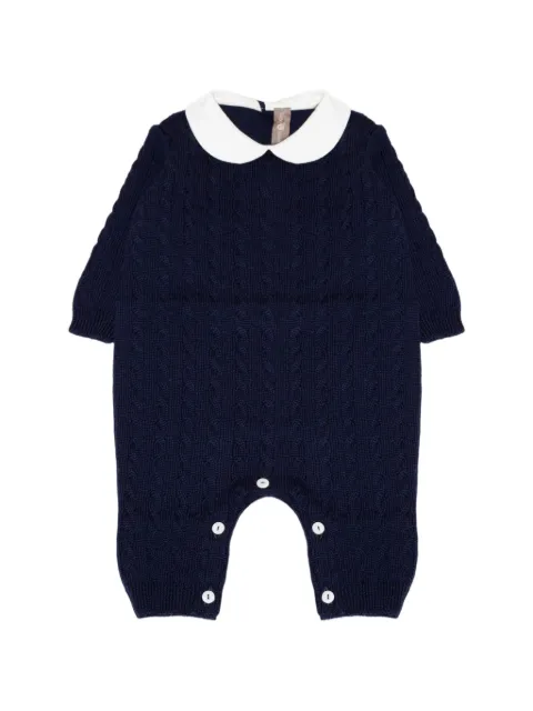 Little Bear cable-knit Peter Pan collar onesie