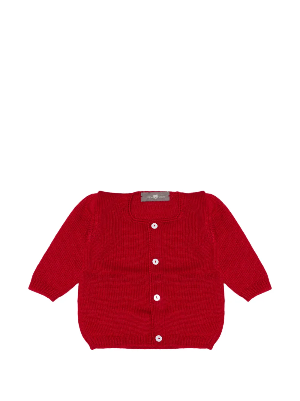 Little Bear ribbed-knit virgin-wool cardigan - Rosso