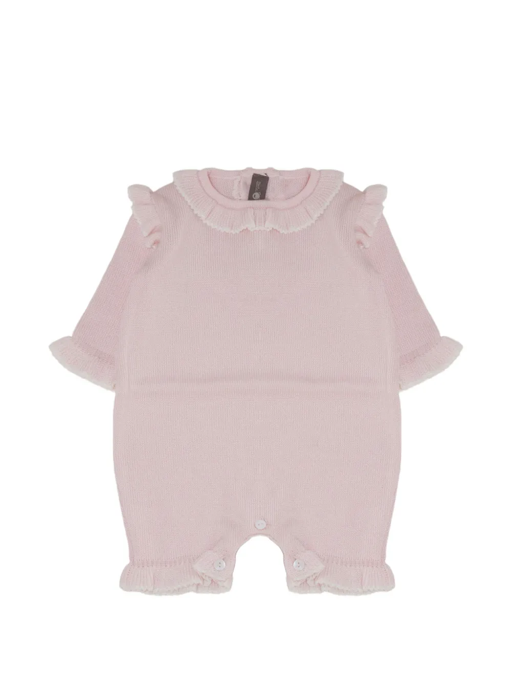 Little Bear ruffled-trim knitted romper - Rosa