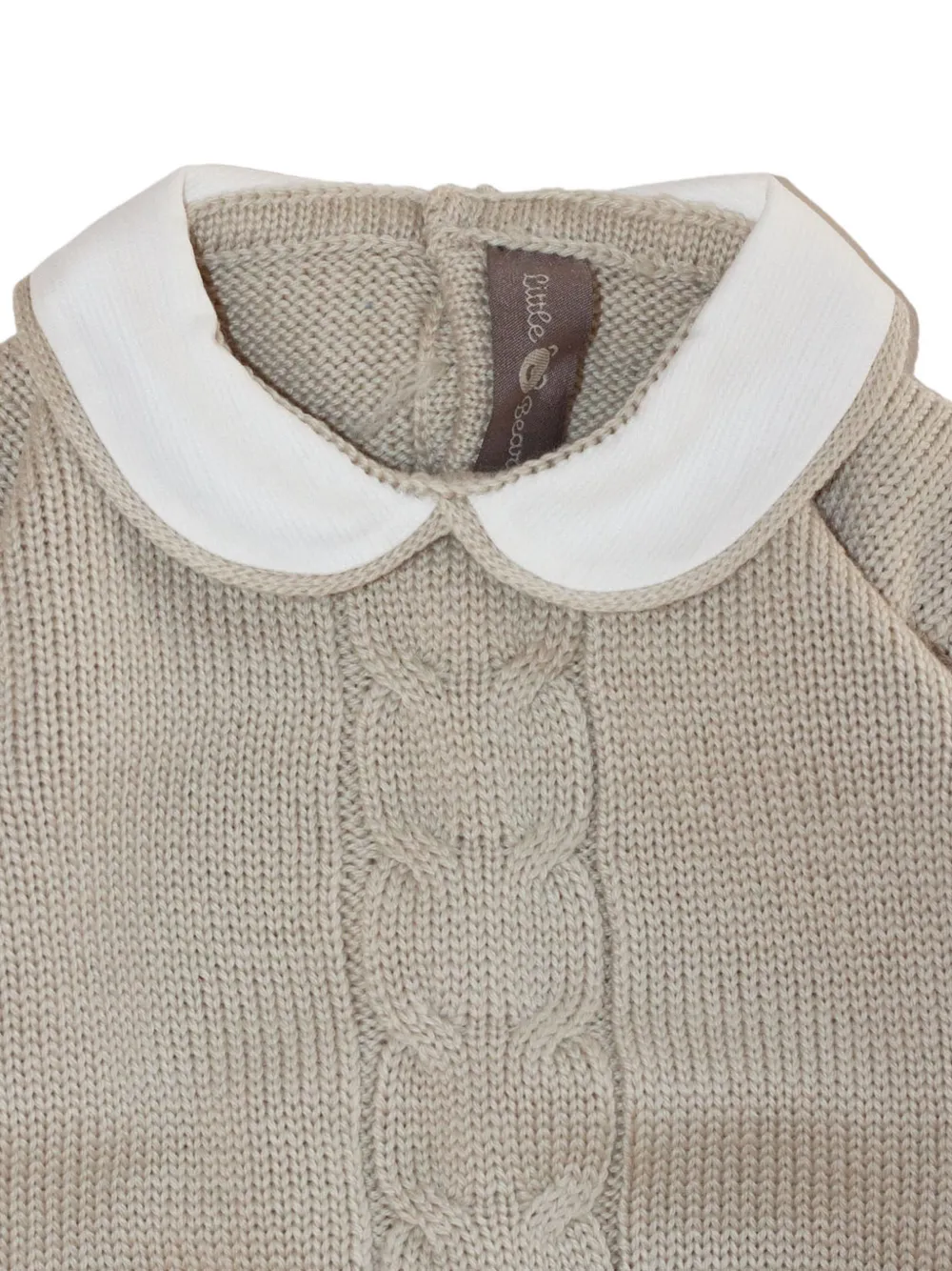 Little Bear Kabelgebreide trui met Peter Pan-kraag Beige