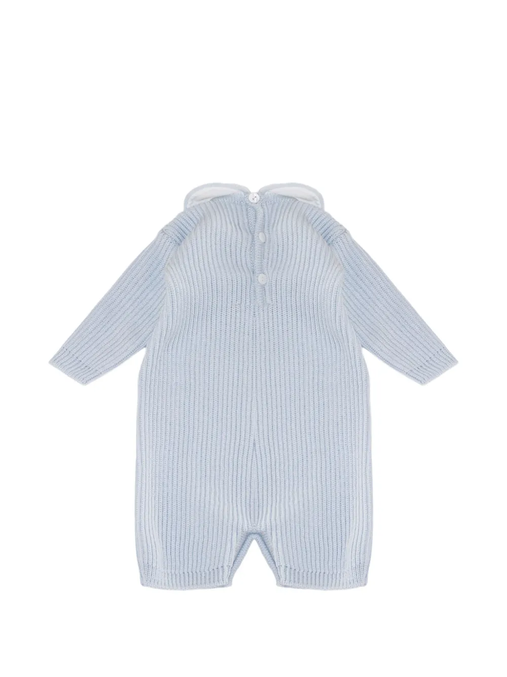 Little Bear Ribgebreide romper met Peter Pan-kraag Blauw