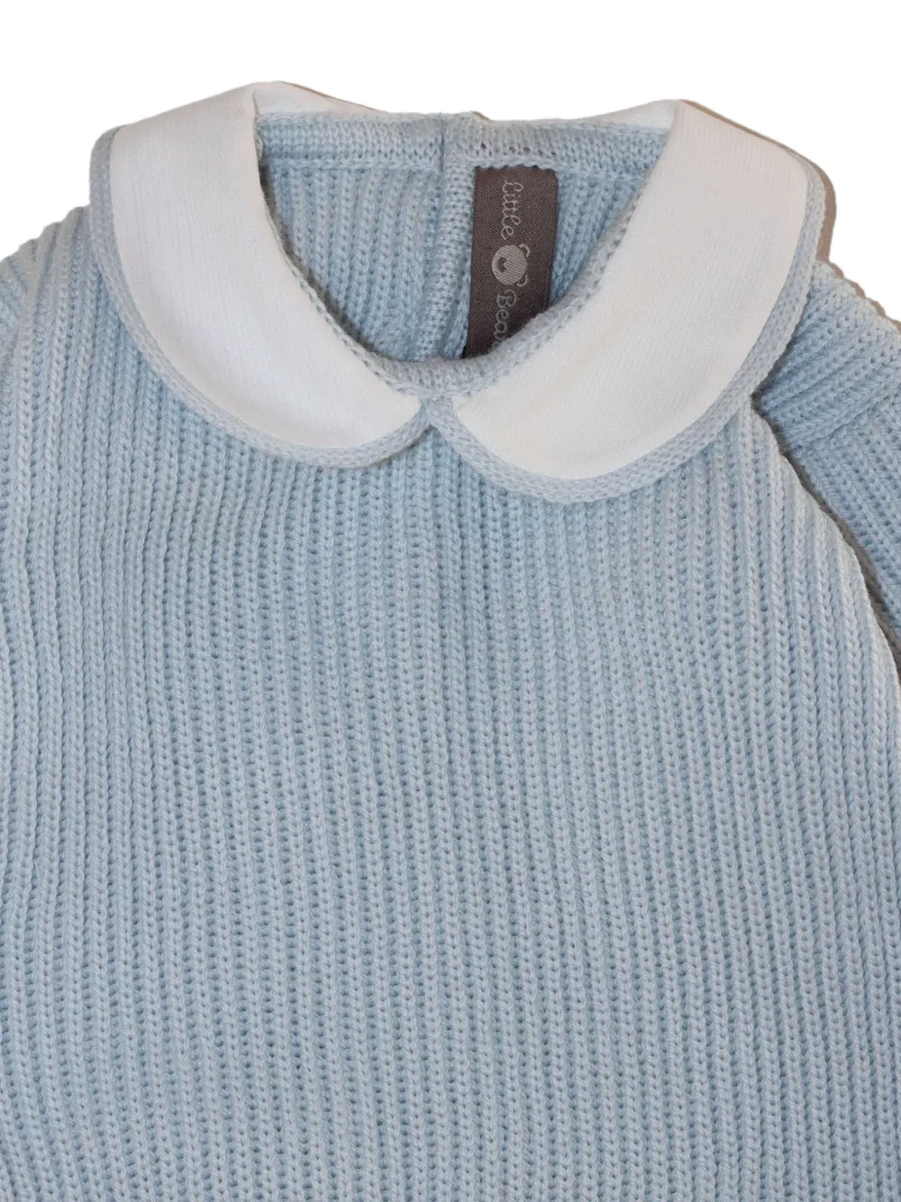 Little Bear Ribgebreide romper met Peter Pan-kraag Blauw