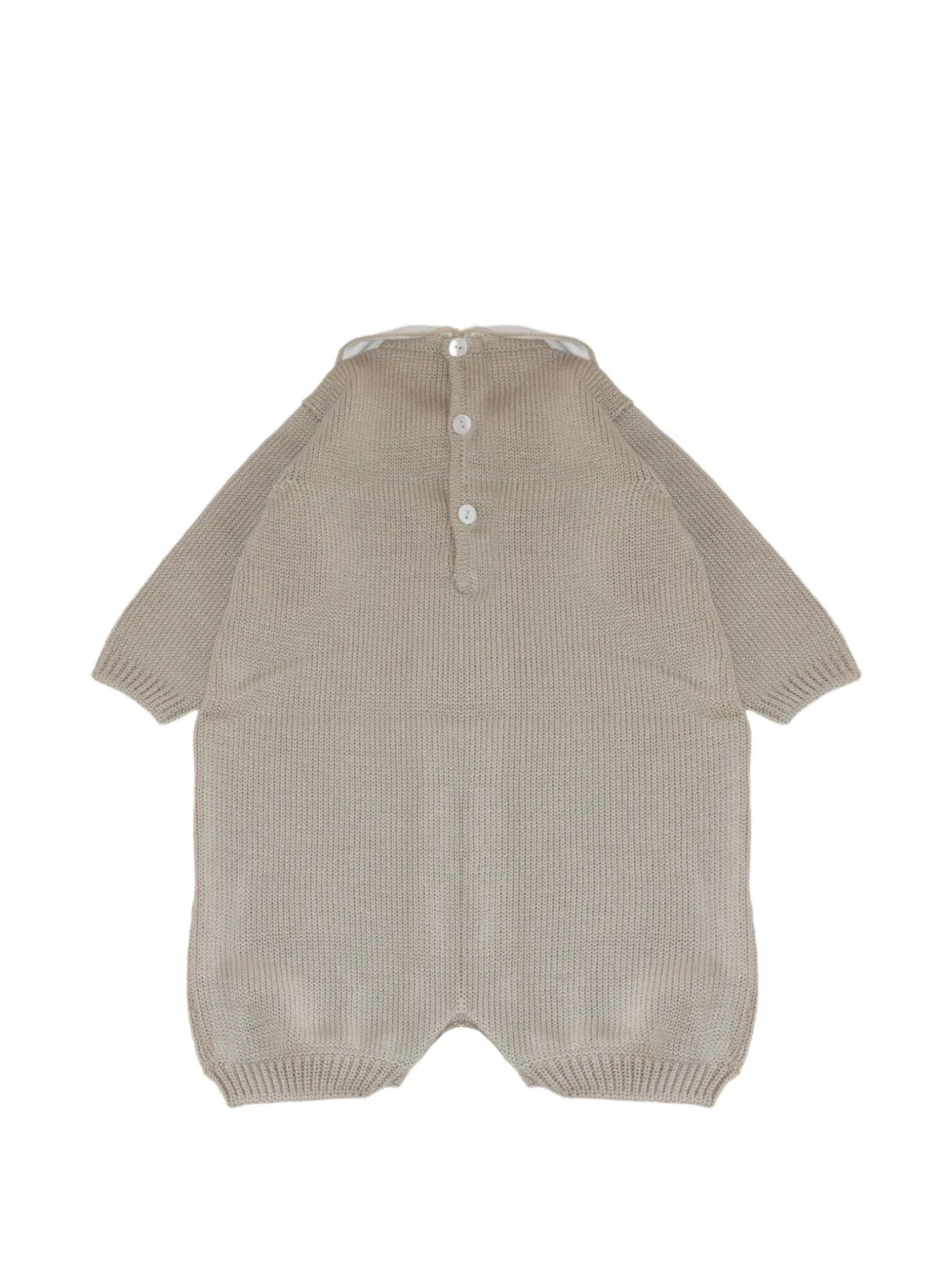 Little Bear Kabelgebreide romper met Peter Pan-kraag Beige