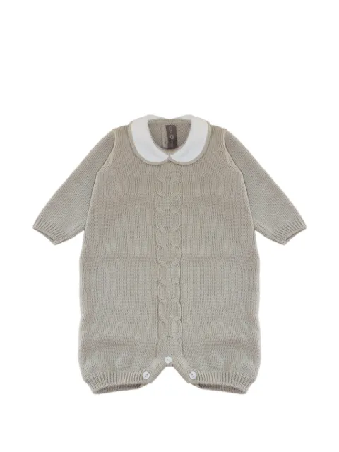 Little Bear Peter Pan collar cable-knit romper