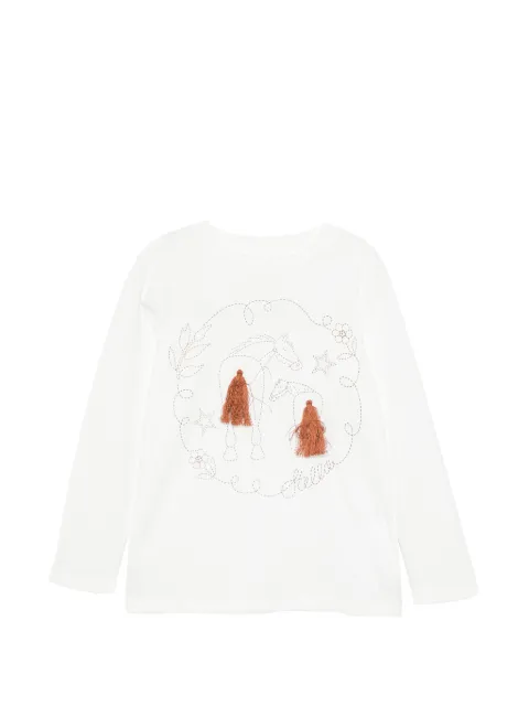 Stella McCartney Kids embroidered tassel-detail T-shirt