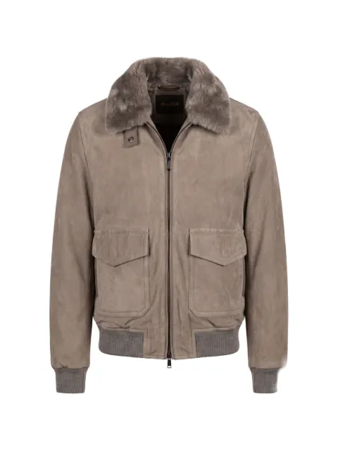 Moorer Antenore shearling-collar suede jacket