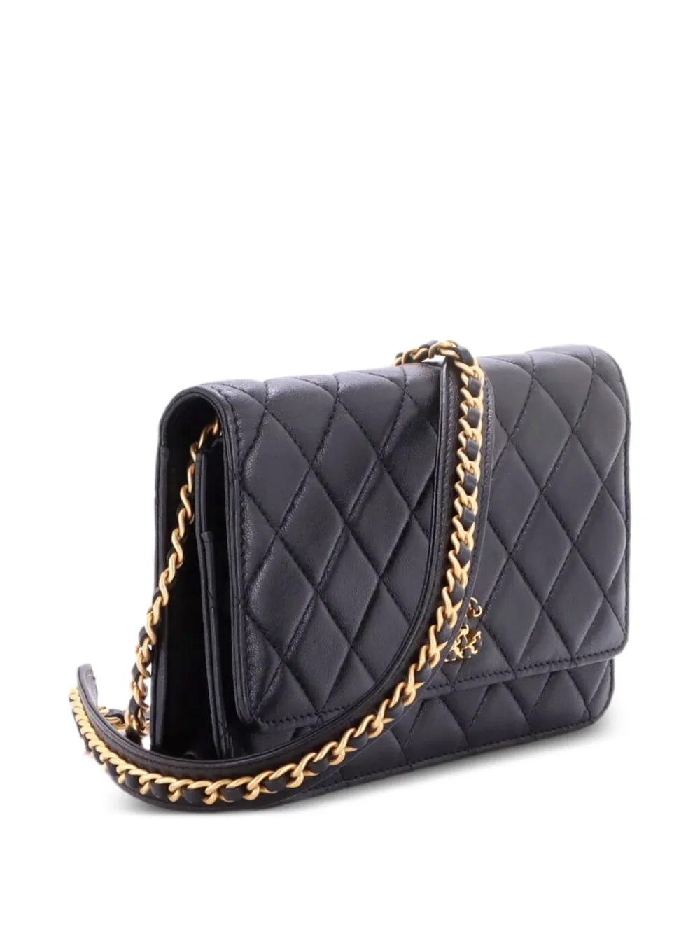 CHANEL Pre-Owned Borsa a tracolla Chain Infinity in pelle di agnello trapuntata con catena - Nero