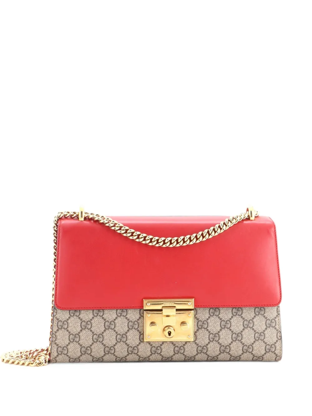 Gucci Pre-Owned Borsa a spalla Padlock media in tela cerata GG e pelle - Rosso