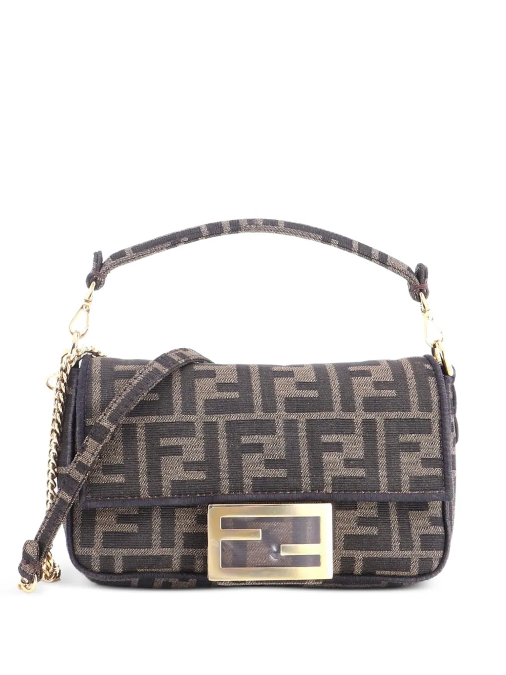 Fendi Pre-Owned Baguette NM Bag Zucca Canvas Mini crossbody bag - Marrone