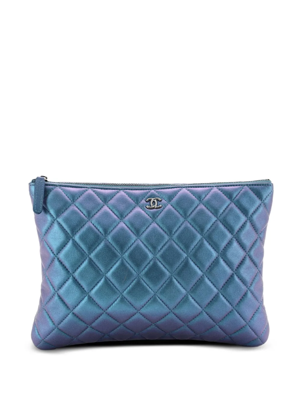 CHANEL Pre-Owned O Case Quilted Iridescent Lambskin Medium clutch bag - Blu