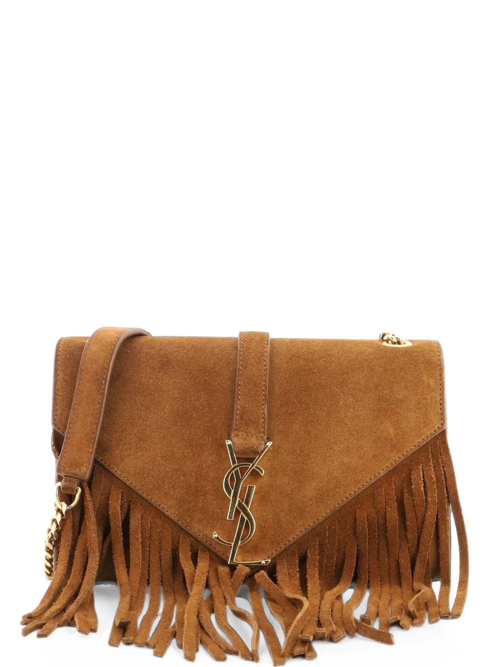 Saint Laurent Pre-Owned Classic Monogram Fringe Suede Small crossbody bag - Braun