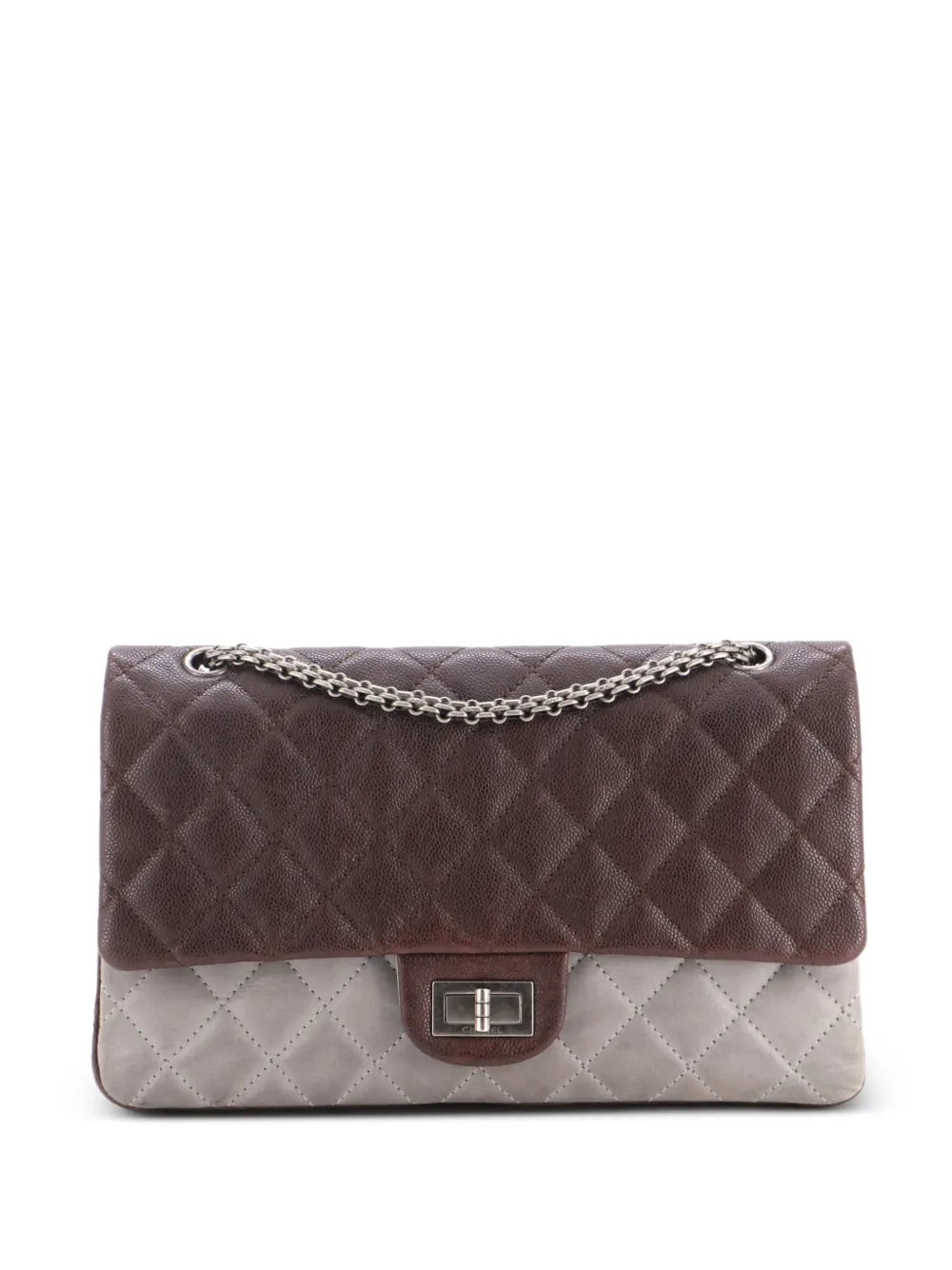 CHANEL Pre-Owned Borsa a spalla Reissue 2.55 227 in pelle di agnello trapuntata bicolore con battente - Marrone