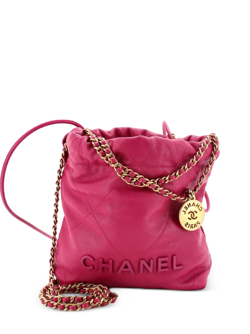 CHANEL Pre-Owned 22 Chain Quilted Caviar Mini hobo bag - Rosa