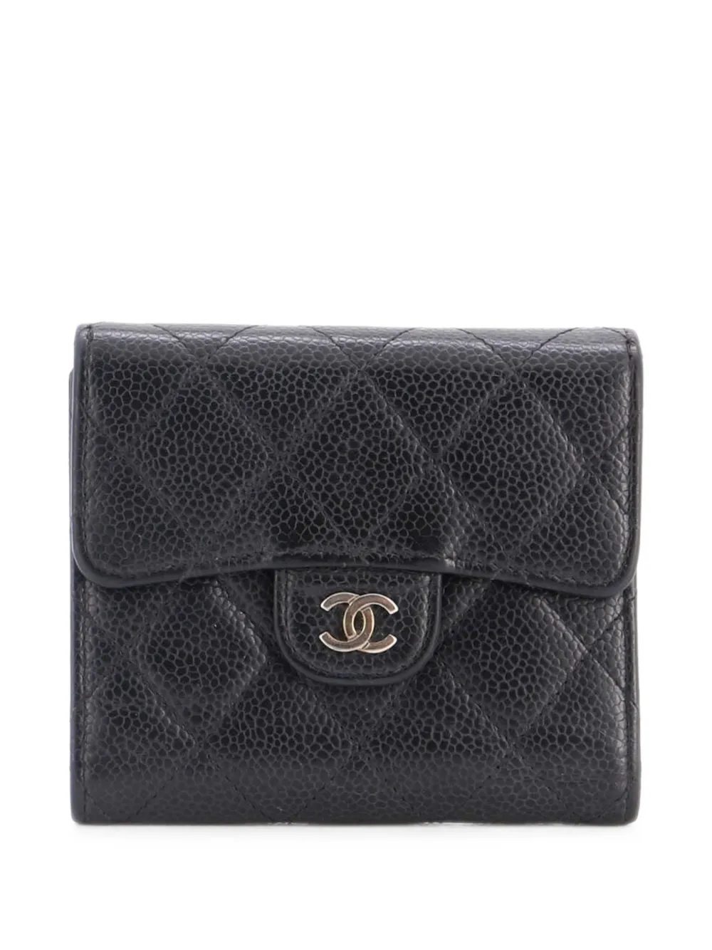 CHANEL Pre-Owned Portafoglio CC piccolo in pelle Caviar trapuntata con battente - Nero
