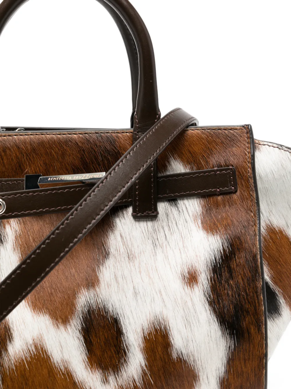 Benedetta Bruzziches Shopper met koeprint Bruin