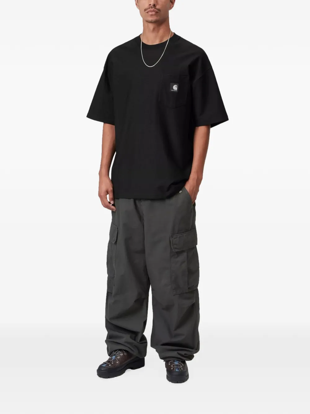 Carhartt WIP Ruimvallend T-shirt met zak Zwart