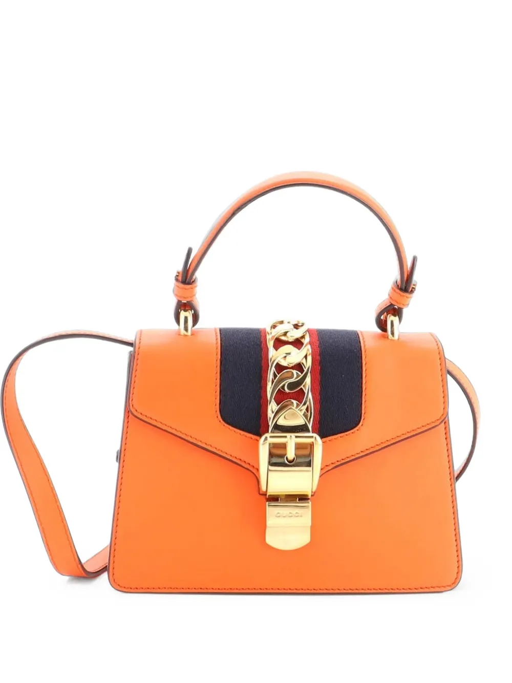 Gucci Pre-Owned Borsa a tracolla Sylvie mini in pelle con manico - Arancione