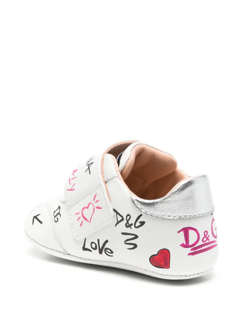 Dolce & Gabbana Kids graffiti-print leather sneakers Wit