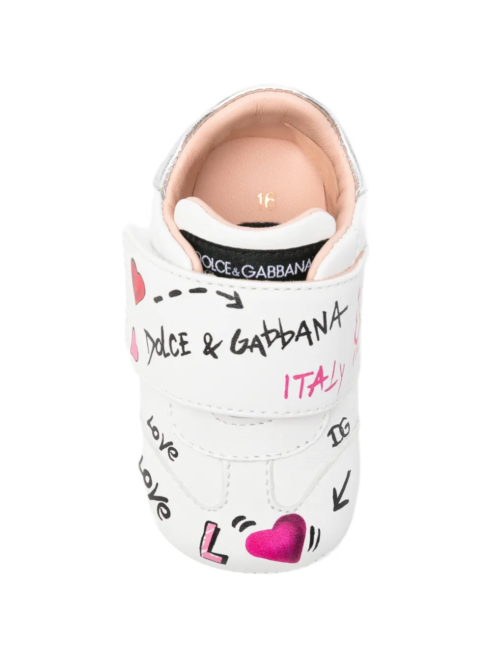 Dolce & Gabbana Kids graffiti-print leather sneakers Wit