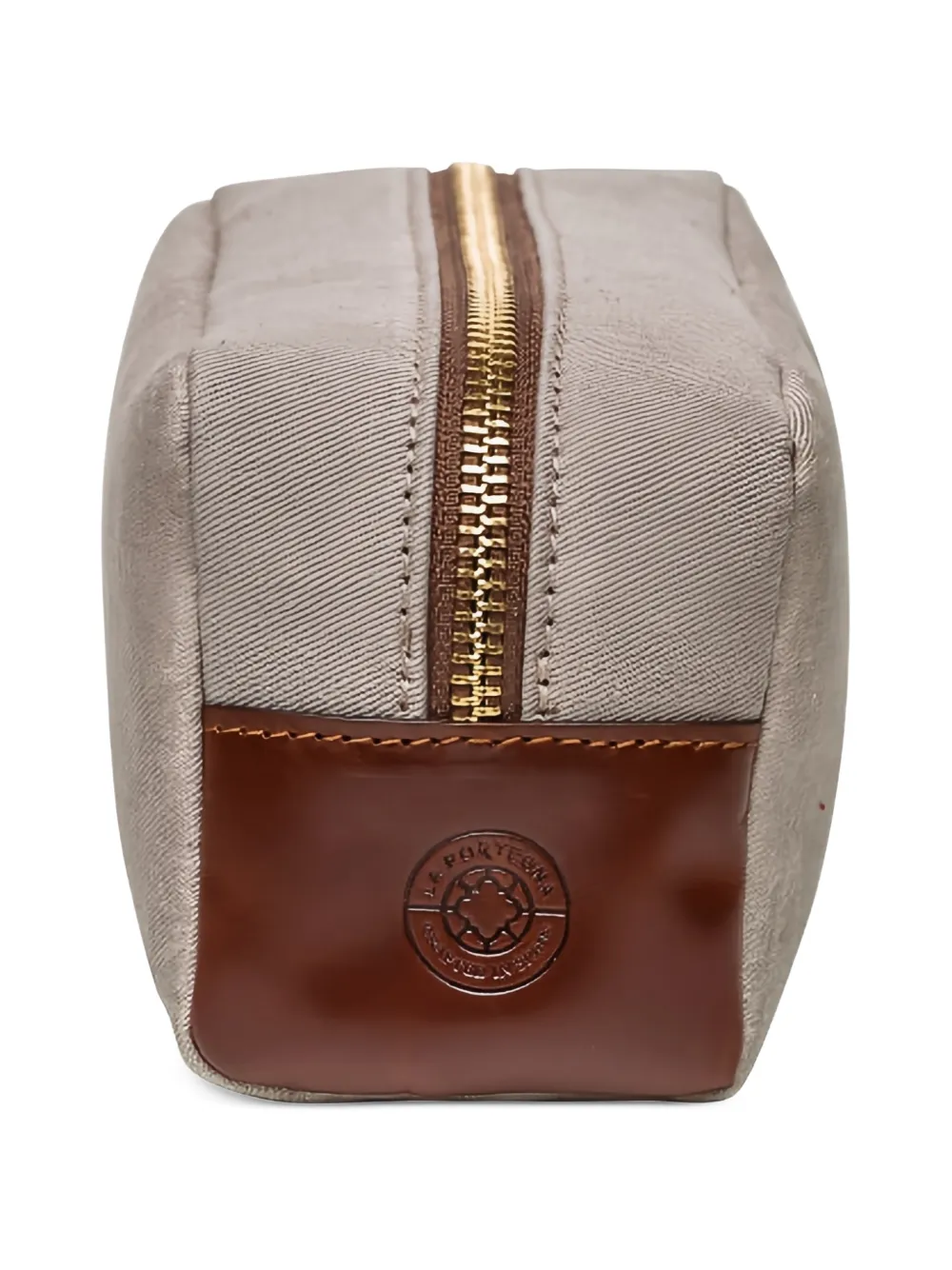 La Portegna Dopp Kit toilettas met leren afwerking Grijs
