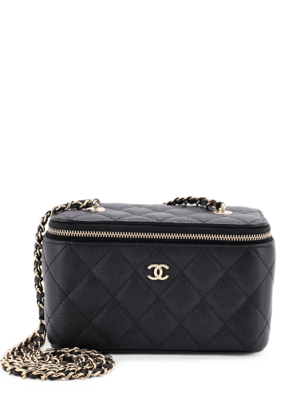 CHANEL Pre-Owned Classic Vanity Case with Chain Quilted Caviar Small crossbody bag - Black