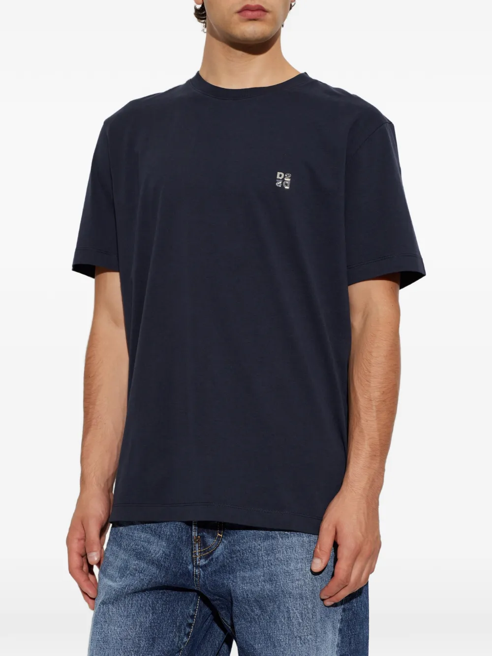 DSQUARED2 T-shirt met ronde hals en logodetail Blauw