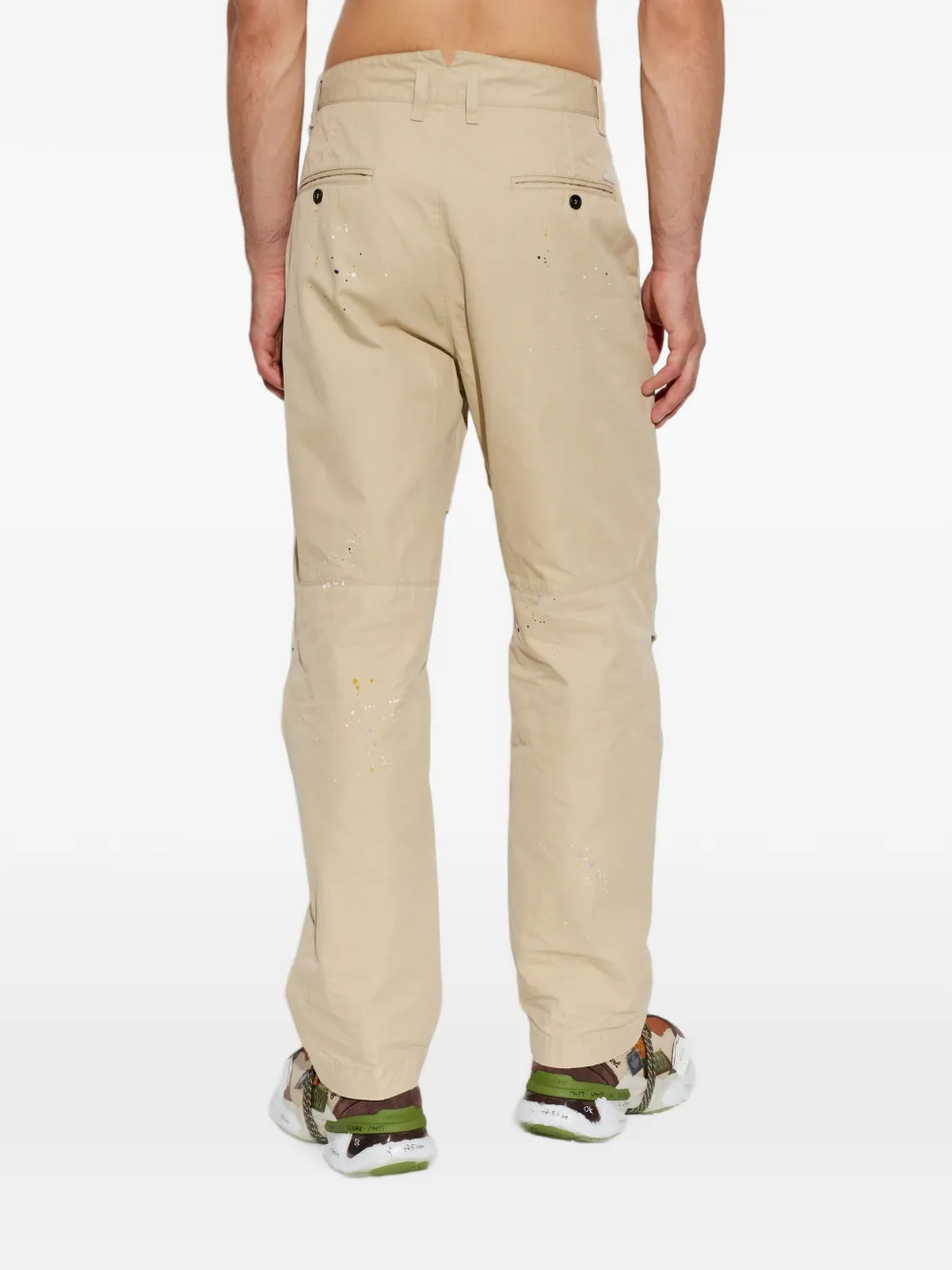 DSQUARED2 Gerafelde broek met verfspatten Beige