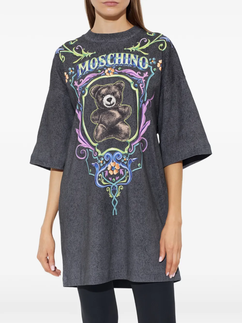 Moschino T-shirtjurk met teddybeerprint Grijs