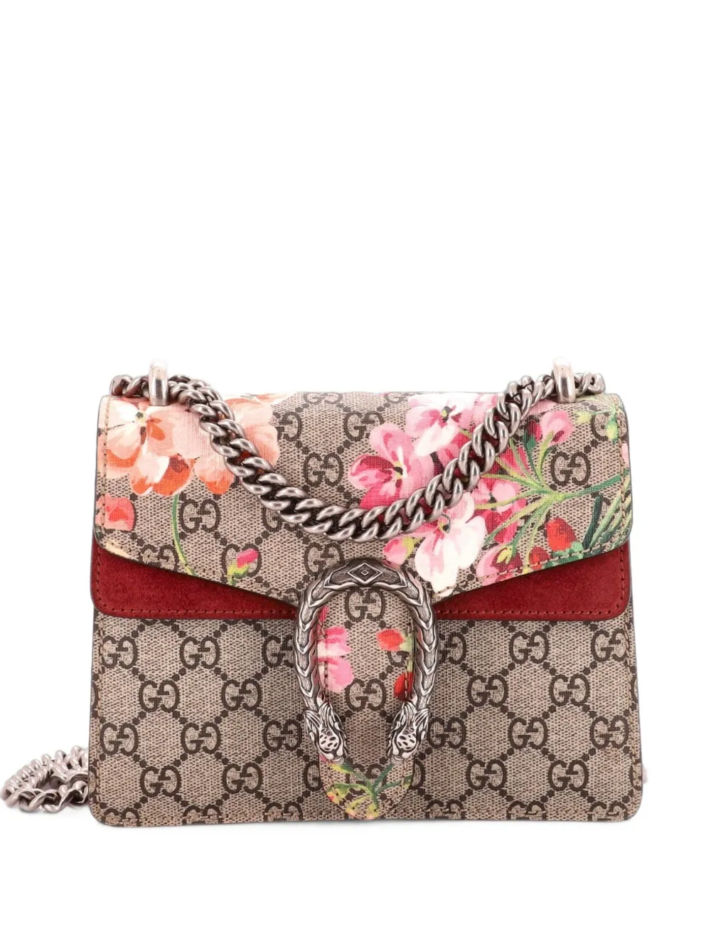 Gucci Pre-Owned Dionysus Bag Blooms Print GG Coated Canvas Mini shoulder bag - Marrone