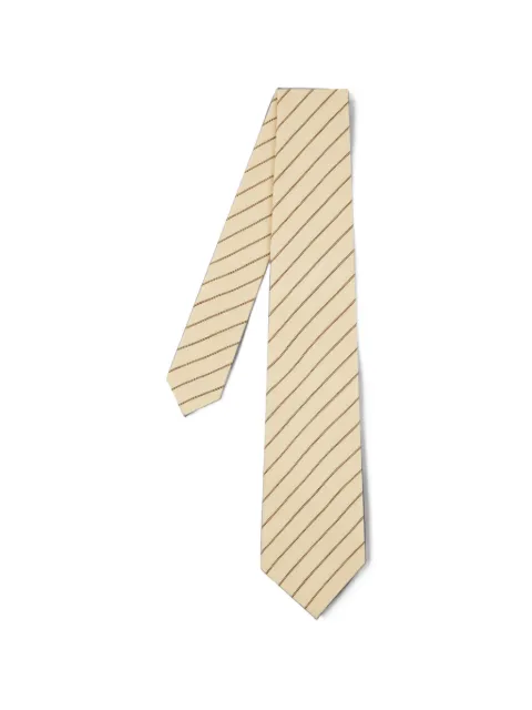 Paul Smith ecru and brown 'shirting stripe' tie