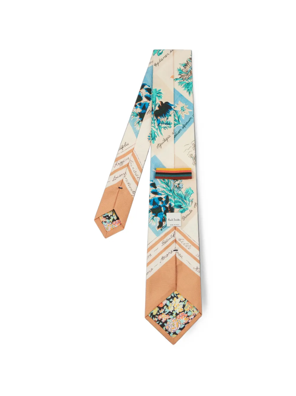 Paul Smith Zijden stropdas met bloemen-print Beige