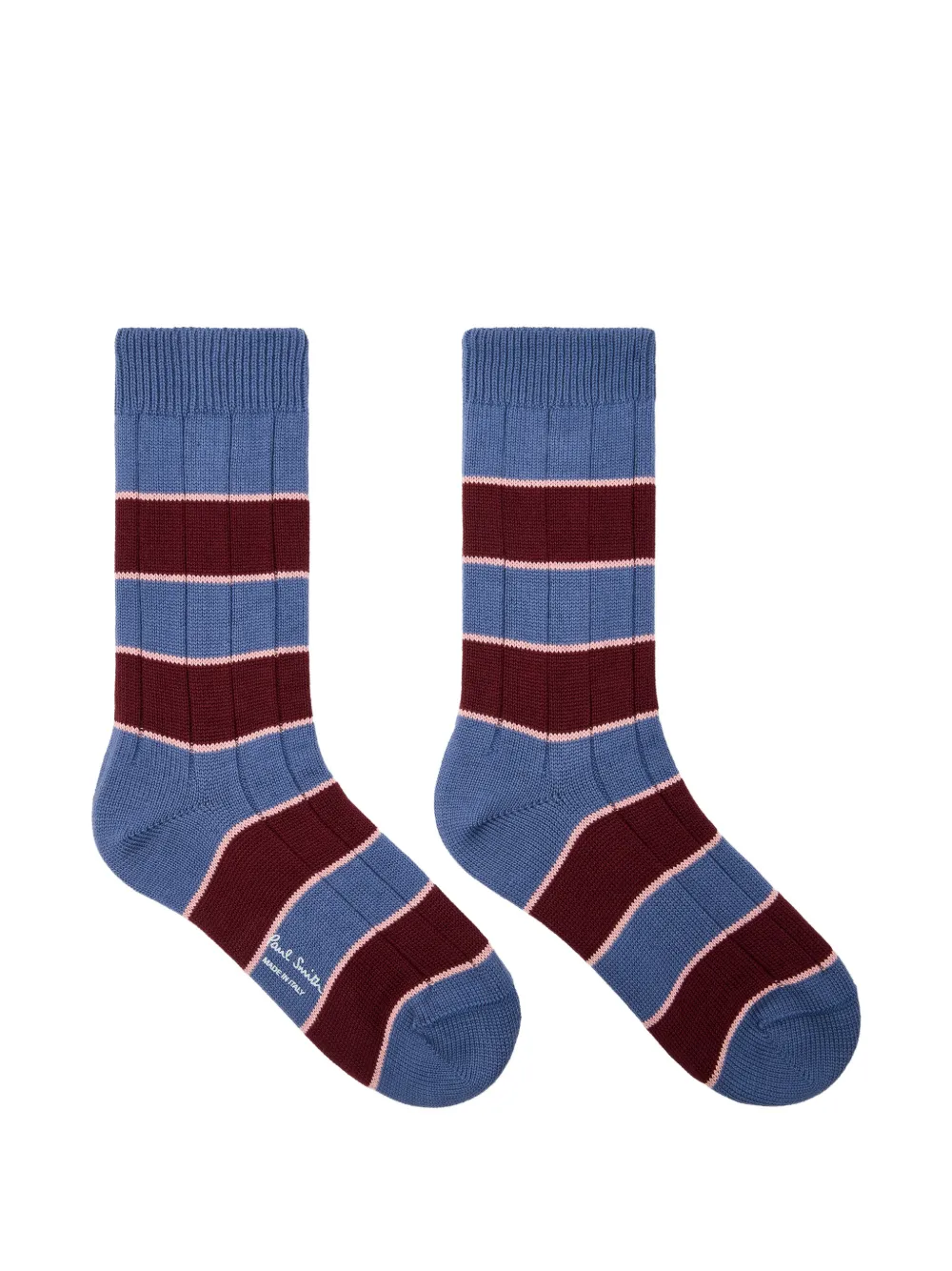 Paul Smith Geribbelde sokken met blokstreep Blauw