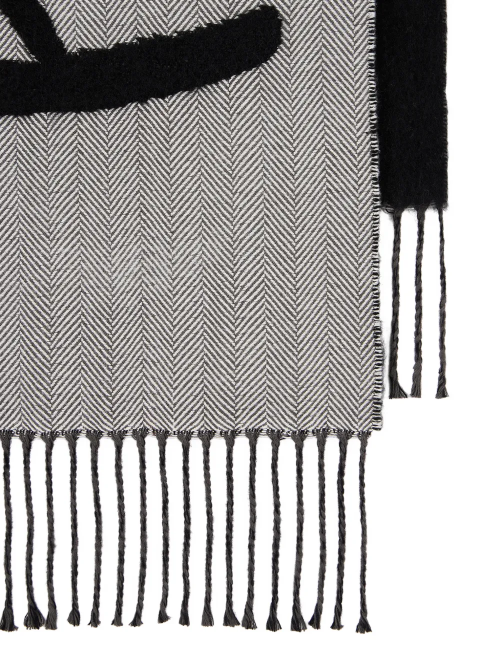 Paul Smith Sjaal met visgraatpatroon en logo Grijs
