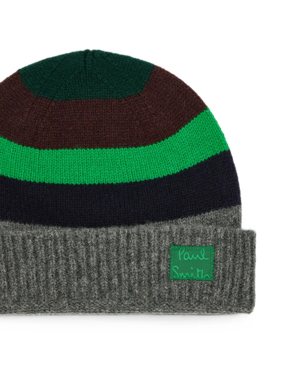 Paul Smith Wollen muts met grijze en groene streep Grijs