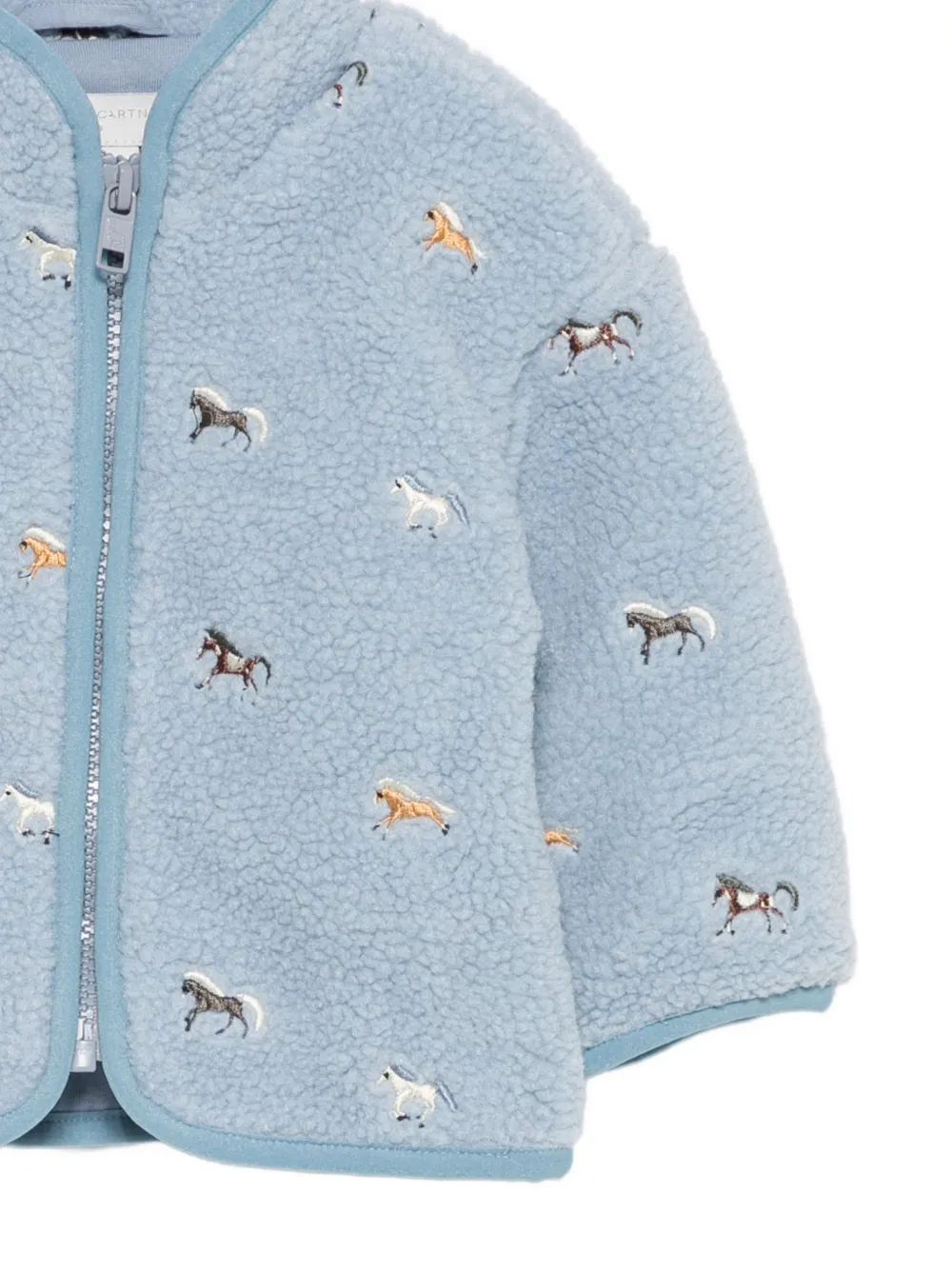 Stella McCartney Kids horse-embroidered fleece jacket Blauw