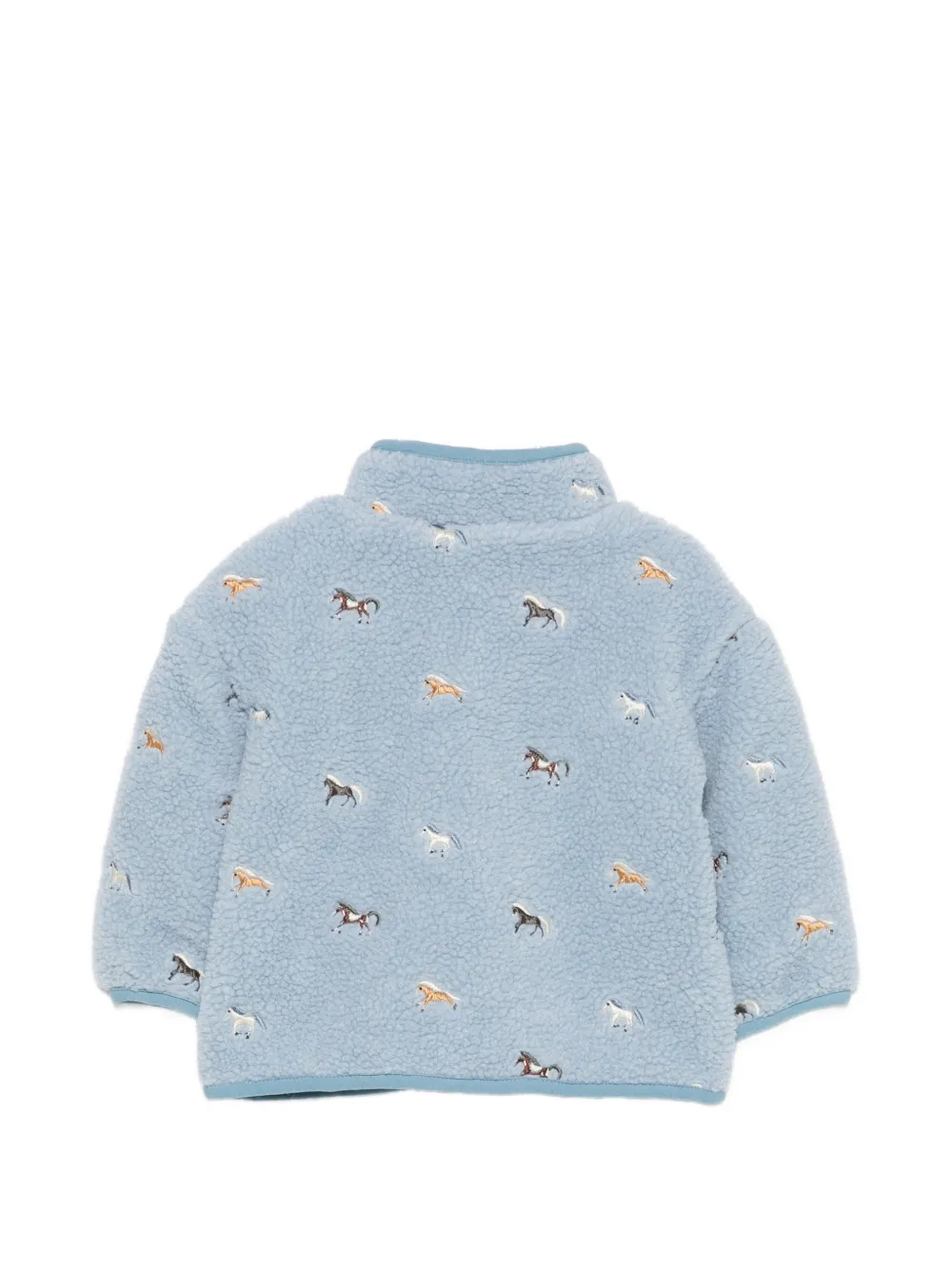 Stella McCartney Kids horse-embroidered fleece jacket Blauw