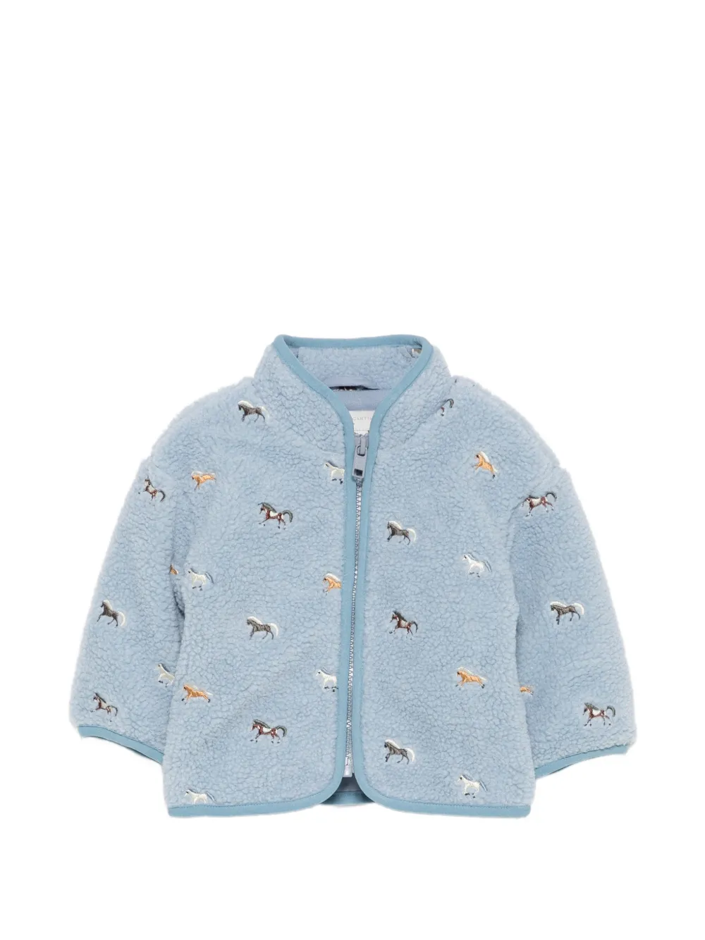 Stella McCartney Kids horse-embroidered fleece jacket Blauw