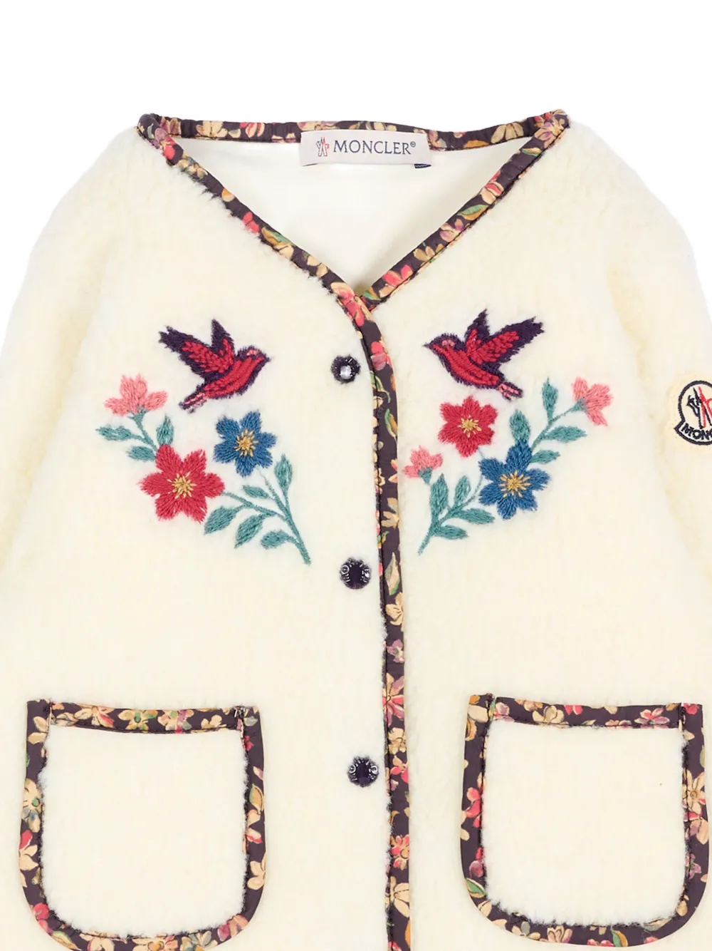 Moncler Enfant Teddy vest van imitatiebont met borduurwerk Beige