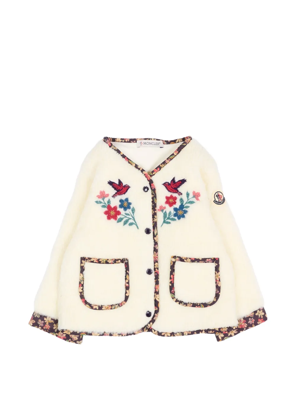 Moncler Enfant Teddy vest van imitatiebont met borduurwerk Beige