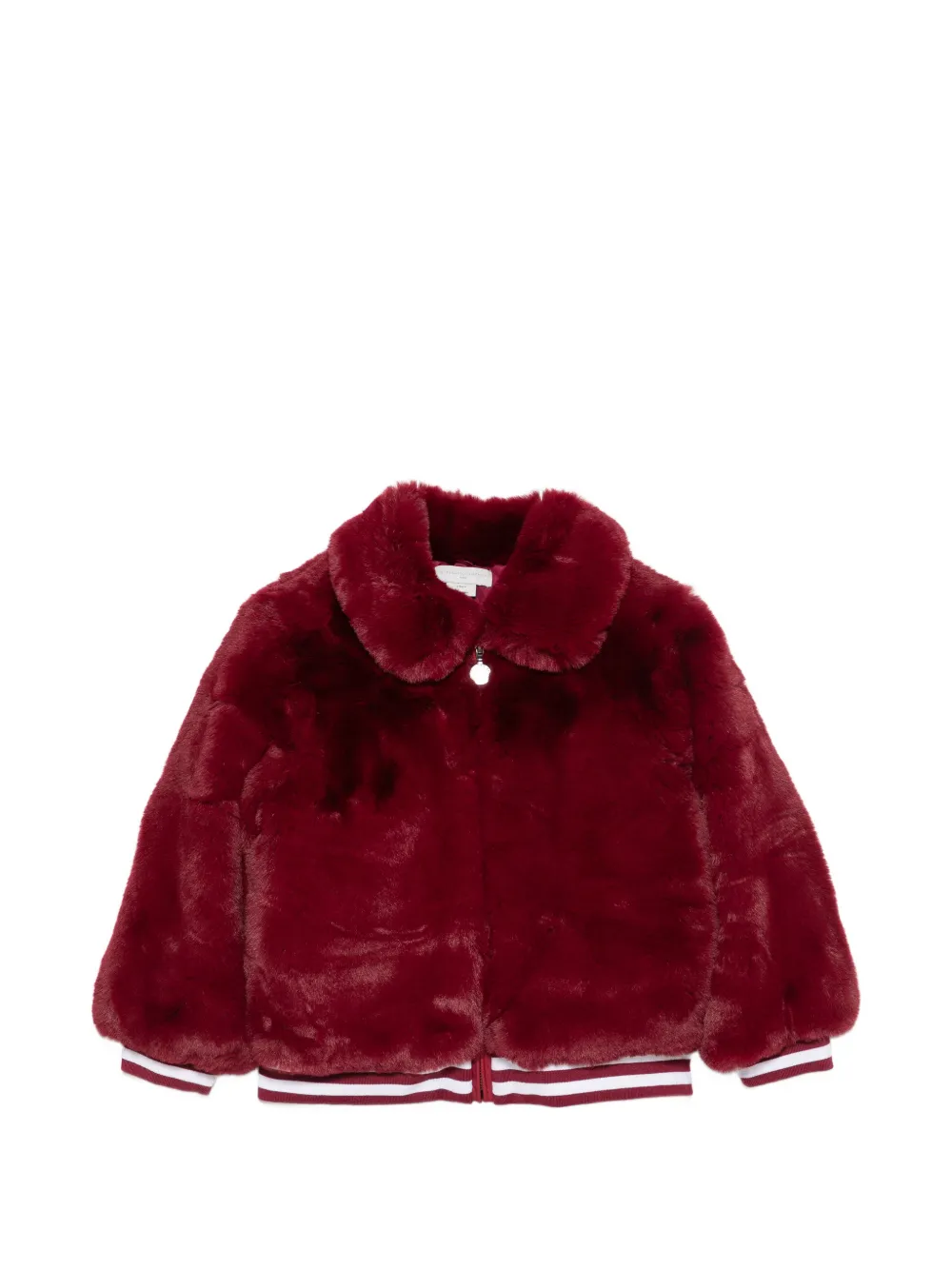 Stella McCartney Kids faux-fur striped-trim jacket - Rosso